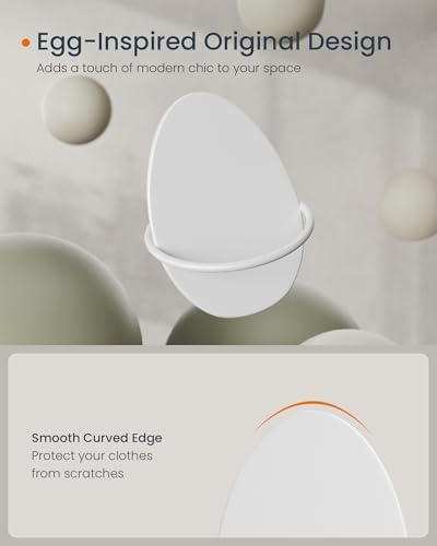 Wall Hooks for Coats & Towels, Heavy Duty 5kg, 4 Pack, Egg Design, Pearl White, SONGMICS HOME