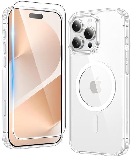 iPhone 15 Pro Case, Anti-Yellowing, Magnetic, Shockproof, Military Drop, Clear, FNTCASE