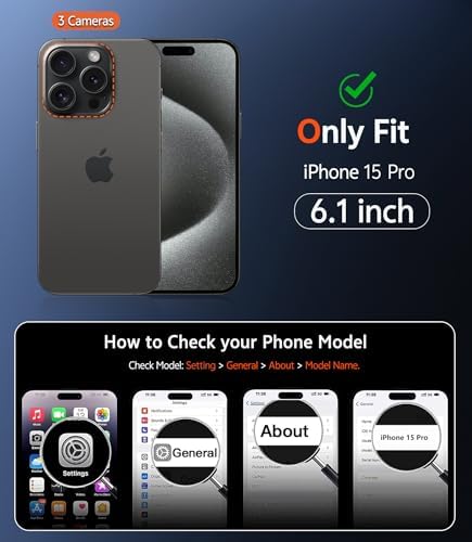 iPhone 15 Pro Case, Anti-Yellowing, Magnetic, Shockproof, Military Drop, Clear, FNTCASE