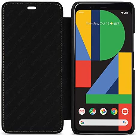 Pixel 4 XL (2019) Book Type Flip Case, Genuine Leather, Black, StilGut