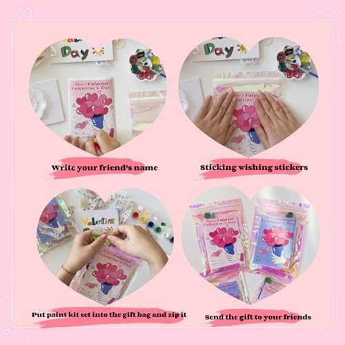 Mini Watercolor Paint Set, Valentine Exchange Gift Cards for Kids, Classroom Party, 16pcs, Atumotu