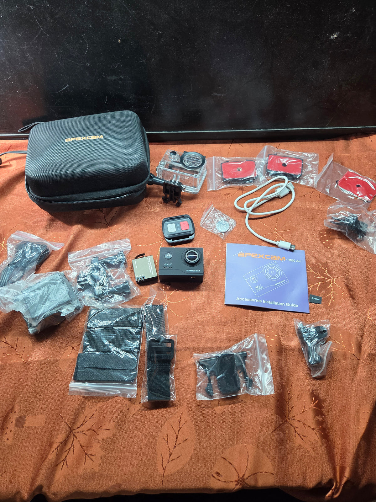 Apexcam M80 Air 4K WiFi Action Camera Bundle w/ Remote