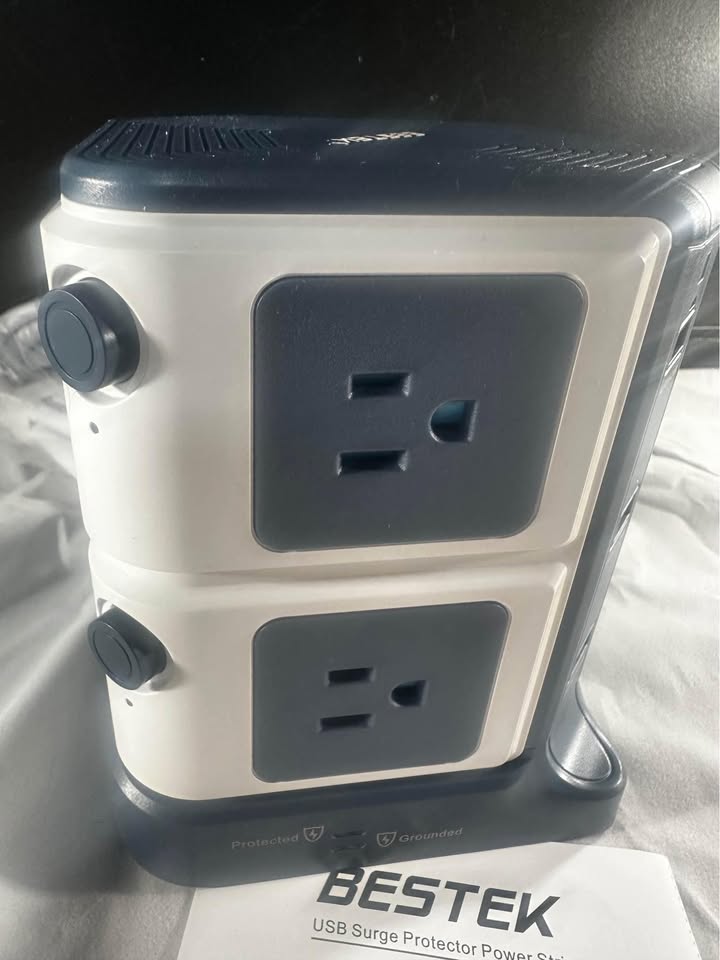BESTEK USB Power Strip, 8-Outlet Surge Protector, 1500 Joules, 40W/8A, 6 USB Ports, ETL Listed