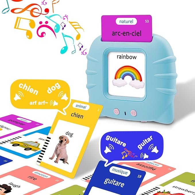Talking French / English Flash Cards, 112 Words, for 1-6 Year Olds, Bilingual Learning