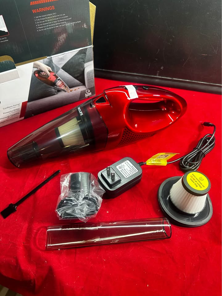 New VacLife Handheld Vacuum for Car / House, Rechargeable, Portable - Red model