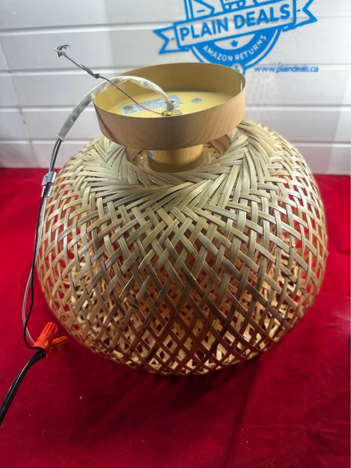 Hand-Woven Double Layer Bamboo Dome Lampshade, Wicker Rattan, Asian Rustic Japanese Design