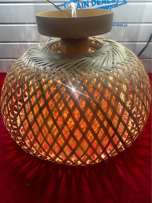 Hand-Woven Double Layer Bamboo Dome Lampshade, Wicker Rattan, Asian Rustic Japanese Design