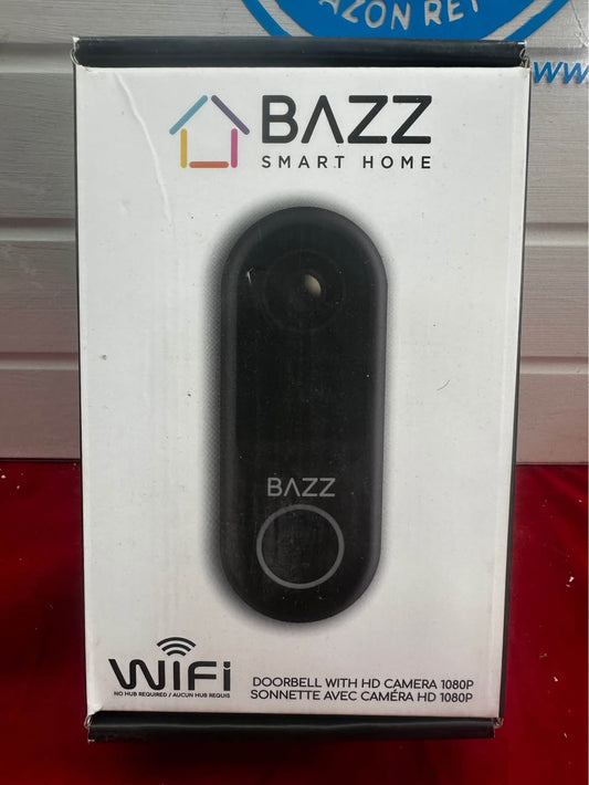 1080p HD Smart Video Doorbell, Two-Way Audio, Motion Alerts, No Subscription, 140° View, BAZZ