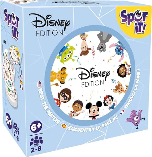 Spot It! Disney Observation Speed Card Game, Reflex, Bilingual F/E, Ages 6+, 2-8 Players, 15 Min, Asmodee