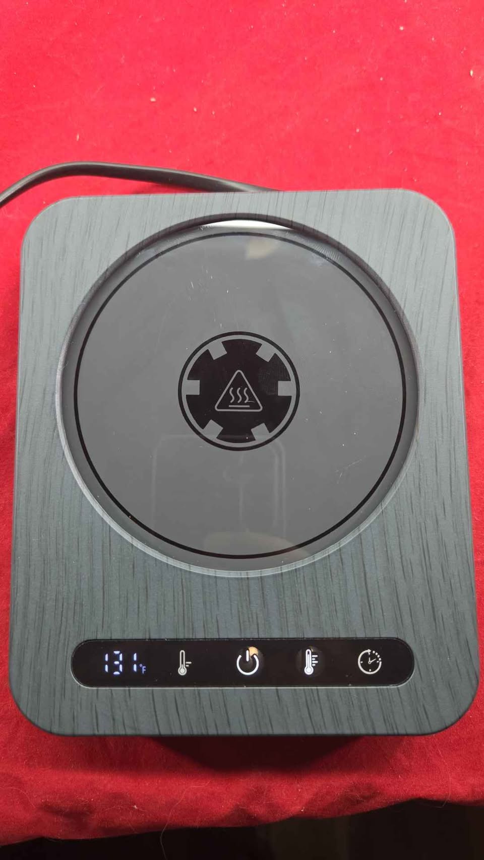 Smart Coffee Mug Warmer w/ Auto Shut Off, 4 Temp Settings, 1-12H Timer, Black Wood Grain