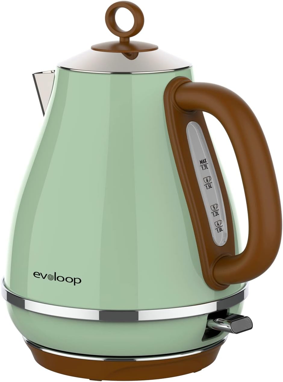 1.7L Stainless Steel Electric Tea Kettle, 1500W Fast Boil, Auto Shut-Off, BPA-Free, Evoloop1