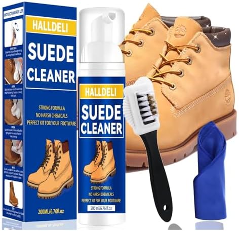 Shoe Cleaner for Suede, Nubuck, Leather, White Shoes, Removes Dirt & Stains, with Brush, 200ml