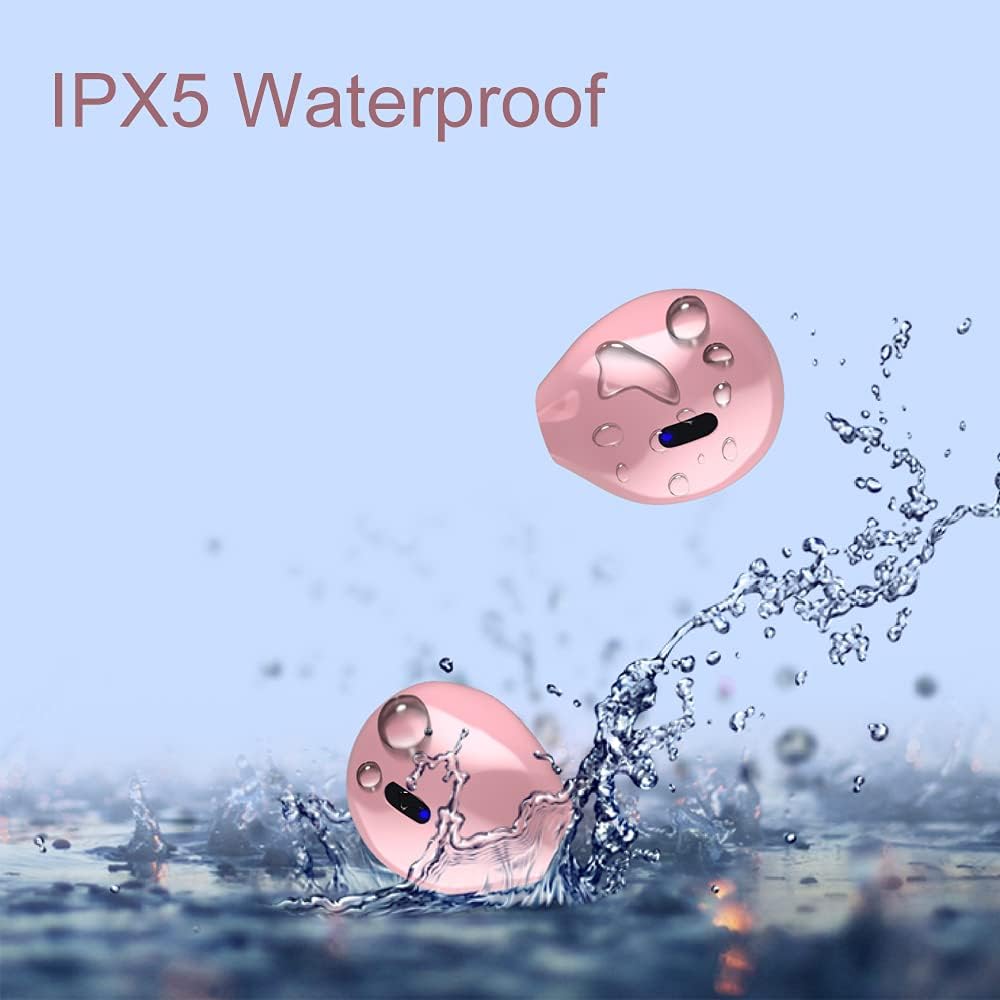 New eleror Invisible Wireless Blue Tooth Earbuds Mini Earpiece Small Ear buds (Pink)