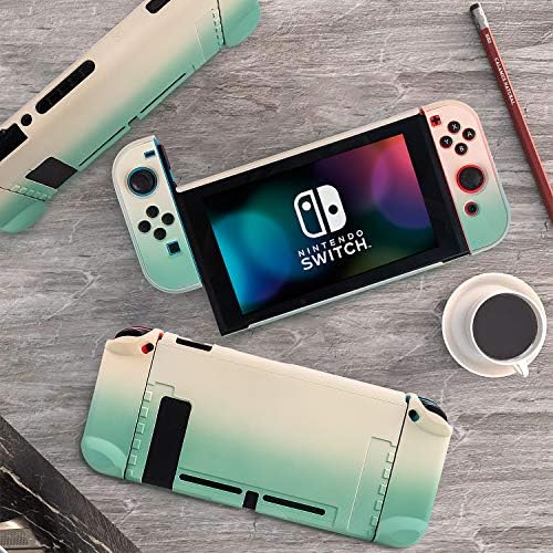 Protective Hard Shell Case, Handheld Grip for Nintendo Switch Console Joy-Con, 2 Thumbsticks, Pastel Green & Yellow