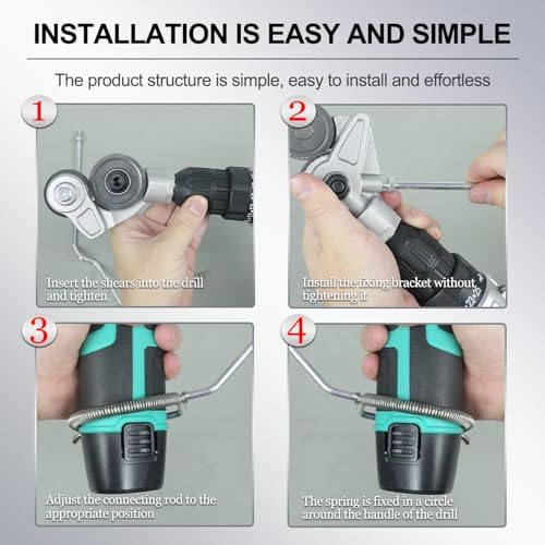 Metal Nibbler Drill Attachment, Sheet Metal Cutter Adapter, Electric Drill Shears, Cuts 21 Gauge Metal