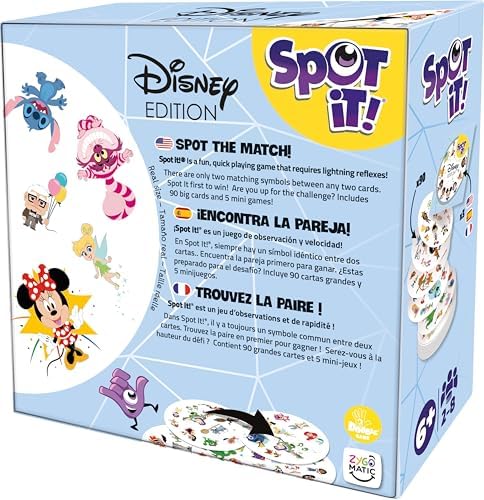 Spot It! Disney Edition : Observation and Speed Game, 2-8 Players, Ages 6+