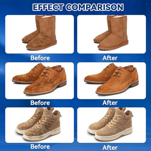 Shoe Cleaner for Suede, Nubuck, Leather, White Shoes, Removes Dirt & Stains, with Brush, 200ml