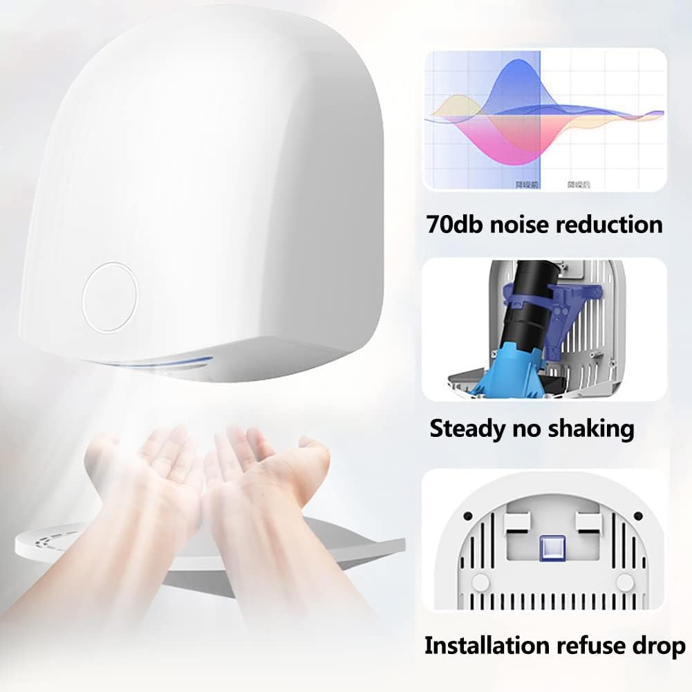Electric Hand Dryer, 1200W, HEPA Filter, Smart Induction, with Drain Tray, Adjustable Hot and Cold