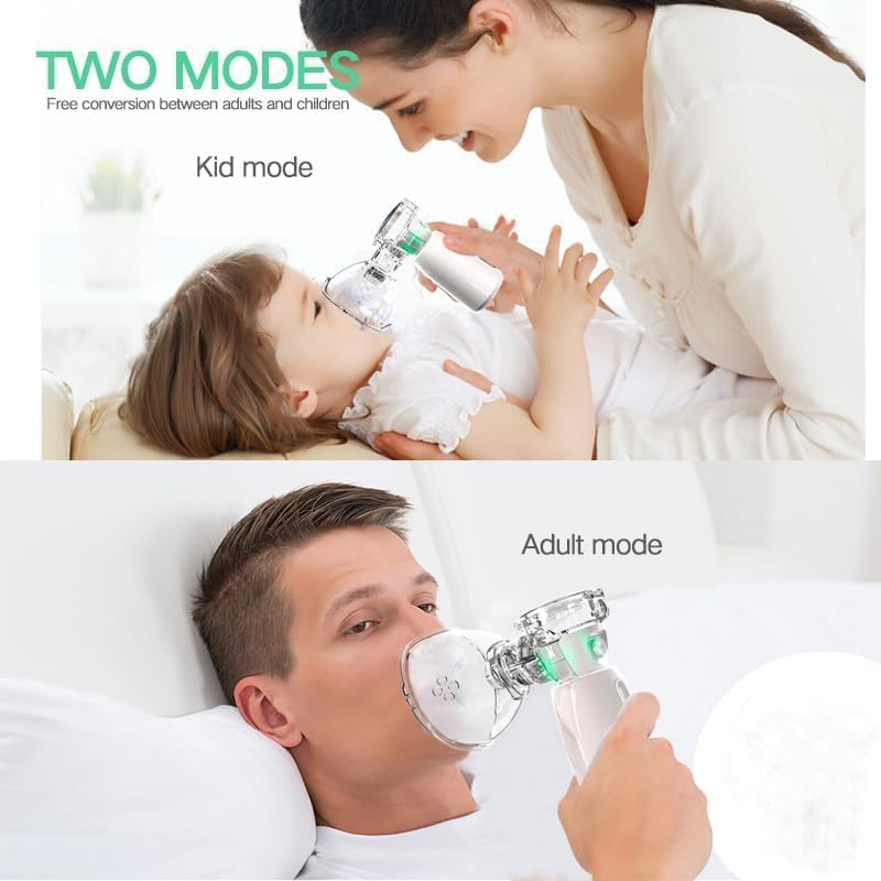 NEW Mesh ultrasonic steamer Inhaler with 2 Face Masks (adult and child) and 2 Batteries