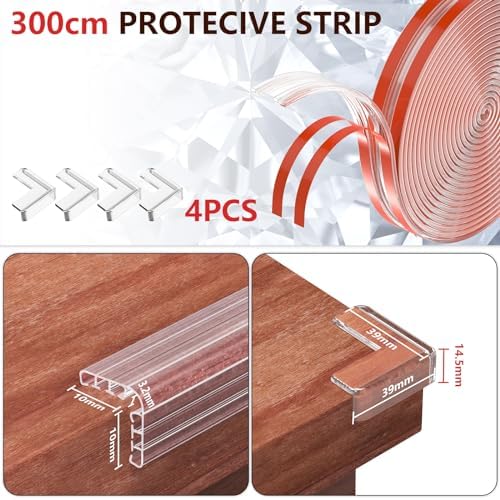 Baby Proofing Edge Protector, 4 Pcs Corner Protectors, Clear Silicone, 3 Meters, WD&CD