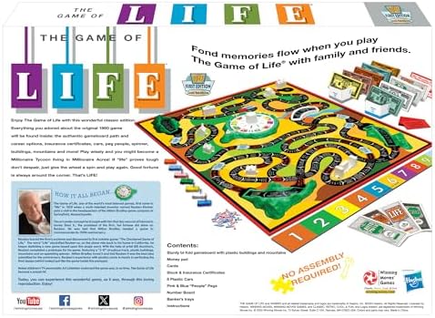 The Game of Life : 1960 Reproduction from Hasbro, 2-8 Players, Age 10+
