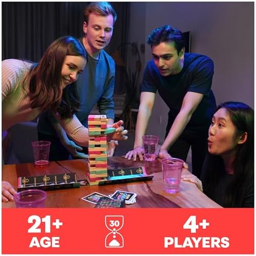 Chug O War Tumbling Tower : Adult Party Game, 1-4 Players