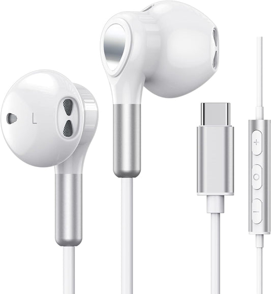 USB C Headphones for Samsung Galaxy S23 Ultra S22 S21 FE S20 A54 A53 USB C Earphones with Mic in-Ear Headphones Wired Earbuds USB Type C Earphones for iPhone 15 Pro Max iPad Pro Air 5/4/Mini 6 Pixel 8