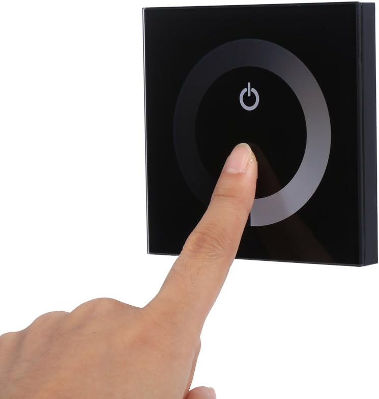 LED Controller Dimmer, 12V-24V, Single Color, Touch Panel, Wall Switch, Black