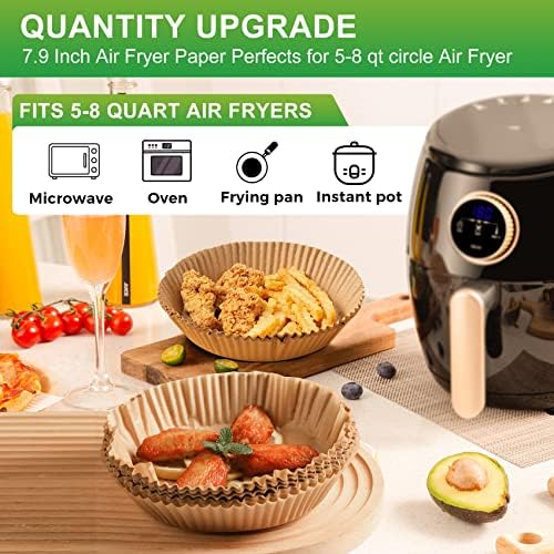 Air Fryer Paper Liners Disposable 125Pcs 8In Food Grade for 5-8 QT Baskets