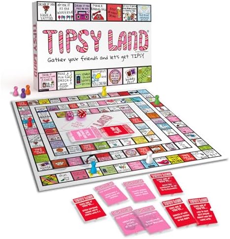 TIPSYLAND Original Edition | Official Product | Hilarious Adult Board Game | Group Game for Game Nights, Parties and More | Fun Challenges, Dares & Mini-Competitions | 3-8 Players
