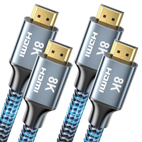 8K HDMI Cable 15 ft 2Pack, CABNEER 48Gbps High Speed HDMI 2.1 Cable, Braided HDMI Cable 2.1 8K 60Hz 4K 120Hz Support for HDR eARC HDCP 2.2/2.3, HDMI Cord Compatible with HDTV, Laptop, Monitor, PC