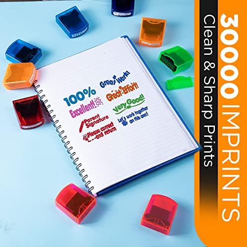 Teacher Stamps for Classroom 8PCS – Self Inking, Teachers (Imprint: 1.9 x 0.8”) Storage Tray