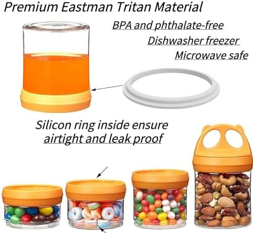 Stackable Food Storage Containers, Twist Lock System, Airtight, Leak-Proof, 31 oz