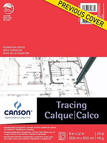 Tracing Paper Pad for Ink, Pencil, Markers, Fold Over, 50 Sheets, 25lb, 9x12 inch, Canson