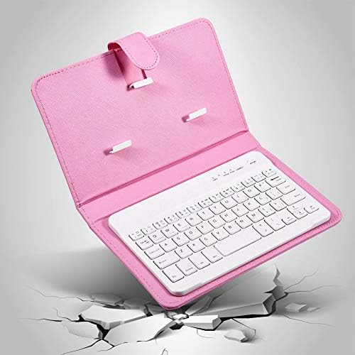 Portable Bluetooth Keyboard, Pink Leather Case, Detachable Flip Case, Stand for 4.5''-6.8'' devices