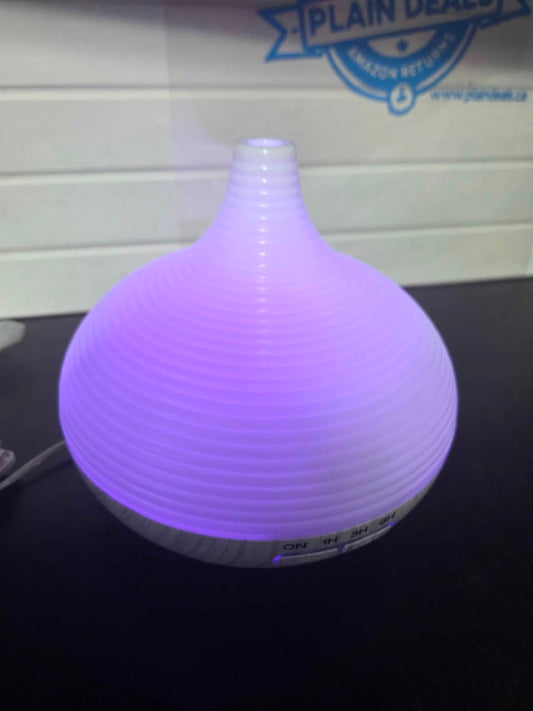 300ML Wood Grain Essential Oil Diffuser, 5-in-1 Humidifier, 14 Color LED, White, ASAKUKI