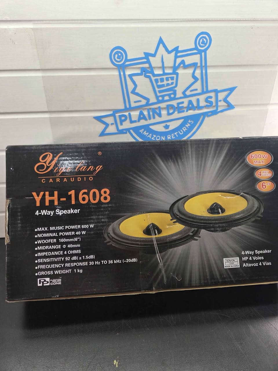 6" Inch Coaxial Car Audio Speakers, 600W, 92dB, Treble Bass Stereo Door Speakers (2pcs), YH