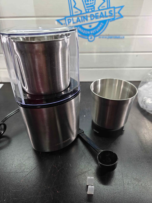 Electric Coffee Bean & Spice Grinder with Removable Bowl, Stainless Steel Blade, Silver, SHARDOR