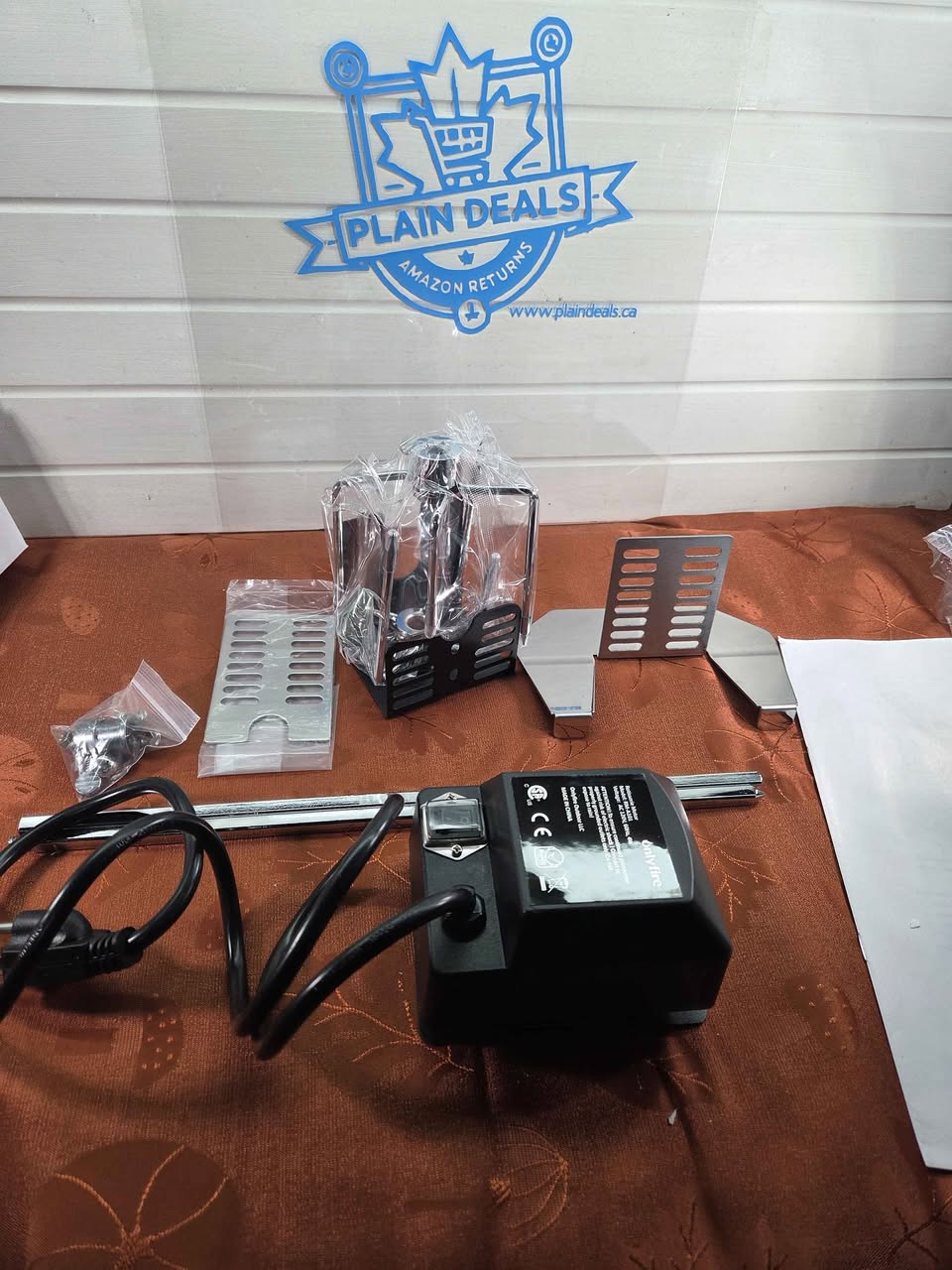 New Universal BBQ Grill Rotisserie Kit, Gas Grills, 110V 4W Motor, 4-Prong Forks, 28" Rod, onlyfire