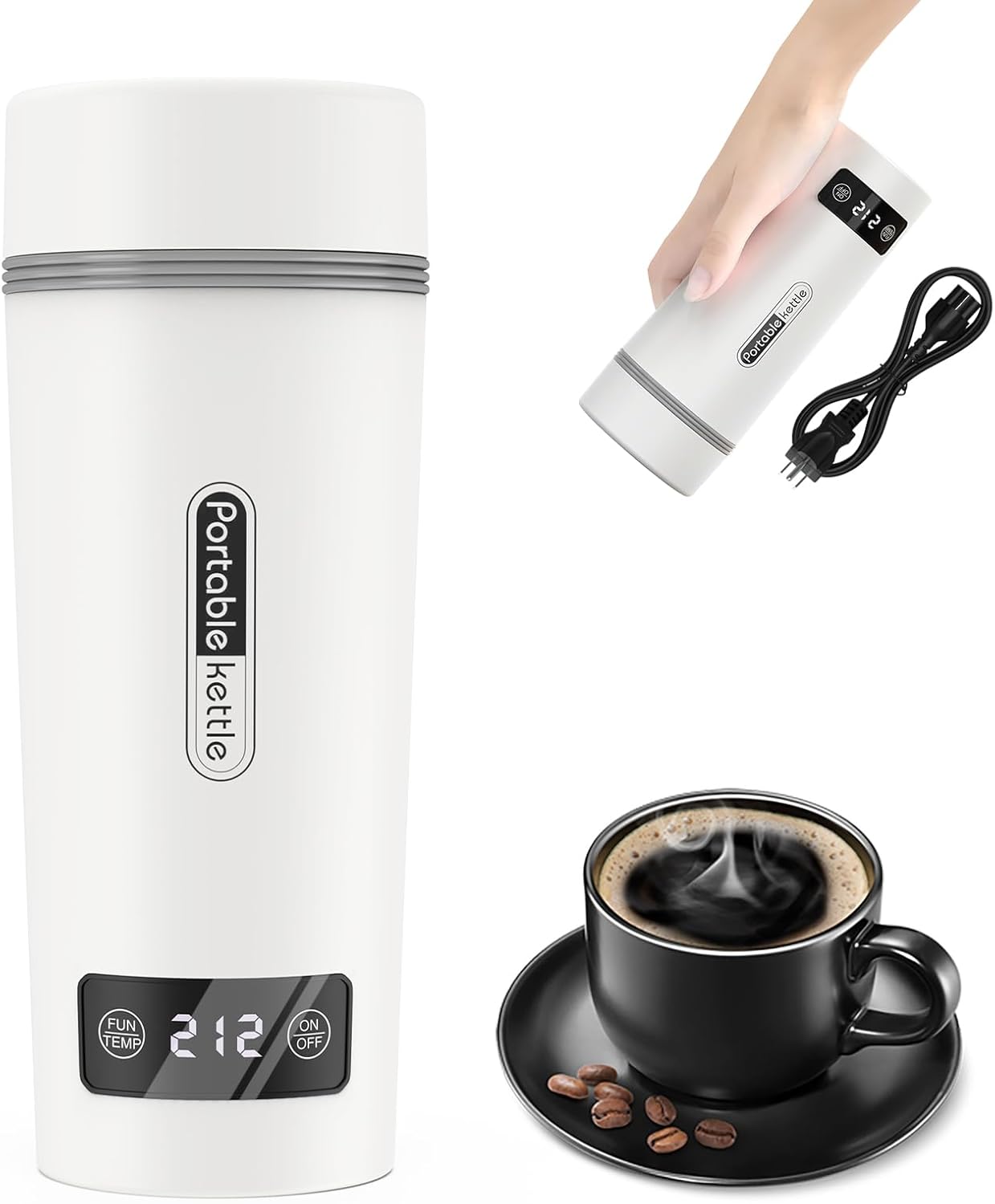New Mini Electric Travel Kettle with Temp Control, LCD, 304 Stainless, Auto Shut-Off, BPA Free