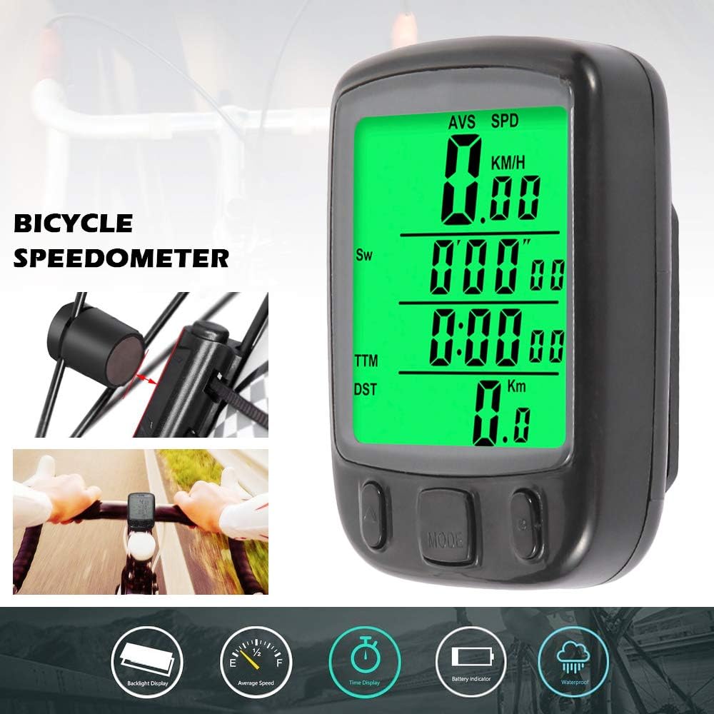 Bike Computer, Odometer Speedometer, 22 Function, Waterproof, LCD Backlight