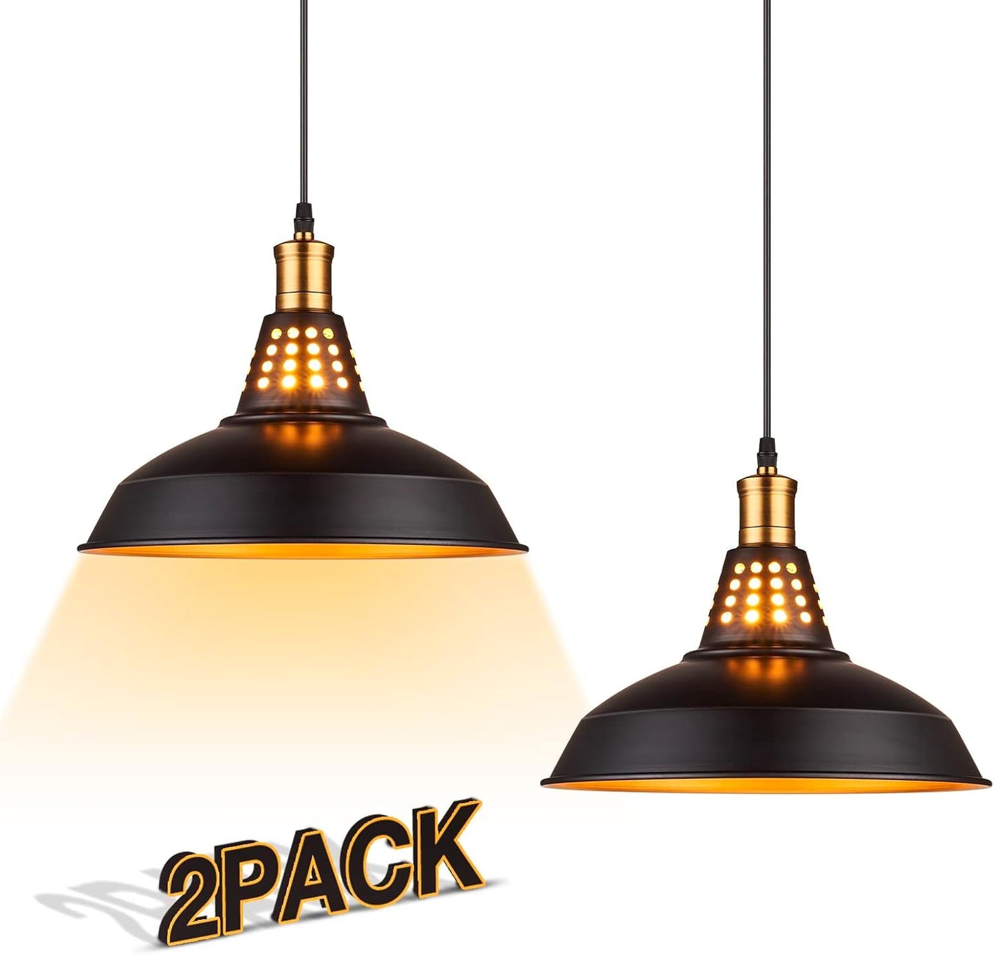 New Black Farmhouse Pendant Light Kitchen Island Lighting, 12 Inch Vintage Oil Rubbed Bronze