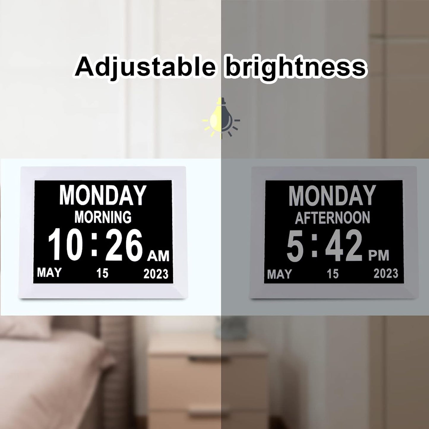 New 8 Inch Digital Day Clock, Dementia, Medication Reminders, Golony