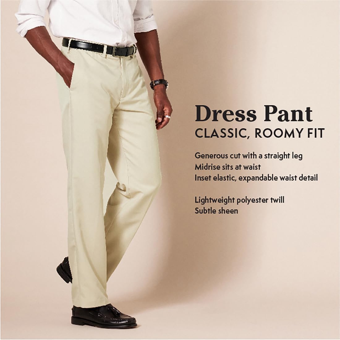 Dress Pants (36W x 36L), Mens, Expandable Waist, Classic-fit, Flat-Front, Amazon Essentials