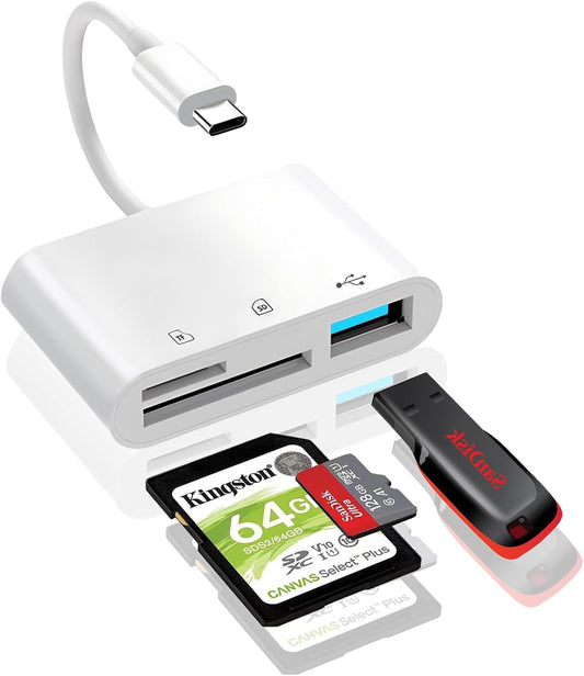 USB C to USB OTG Adapter, 3 in 1, SD/TF Card Reader, Camera Adapter