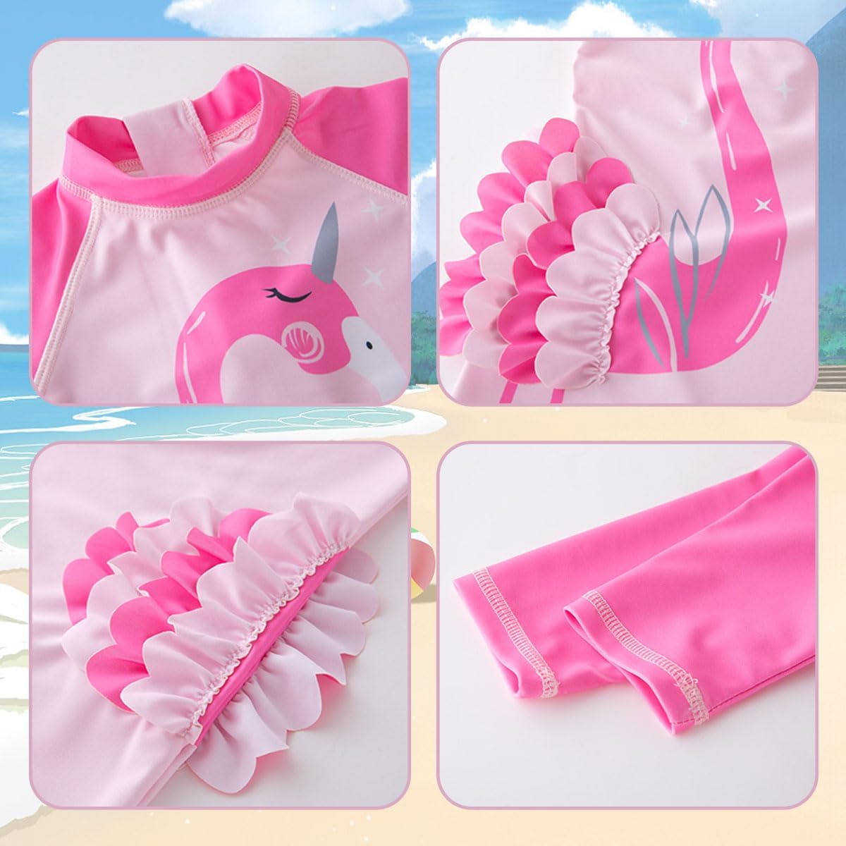 Girls' One-Piece Swimsuit, UV Protection, Sun Hat, Tyidalin