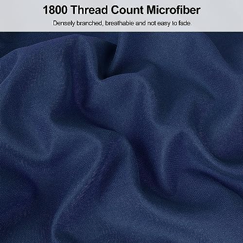 1800 Thread Count, Embroidered, Soft Brushed Microfiber Pillowcases, 2 Pack, King Size, Blue, Lirex