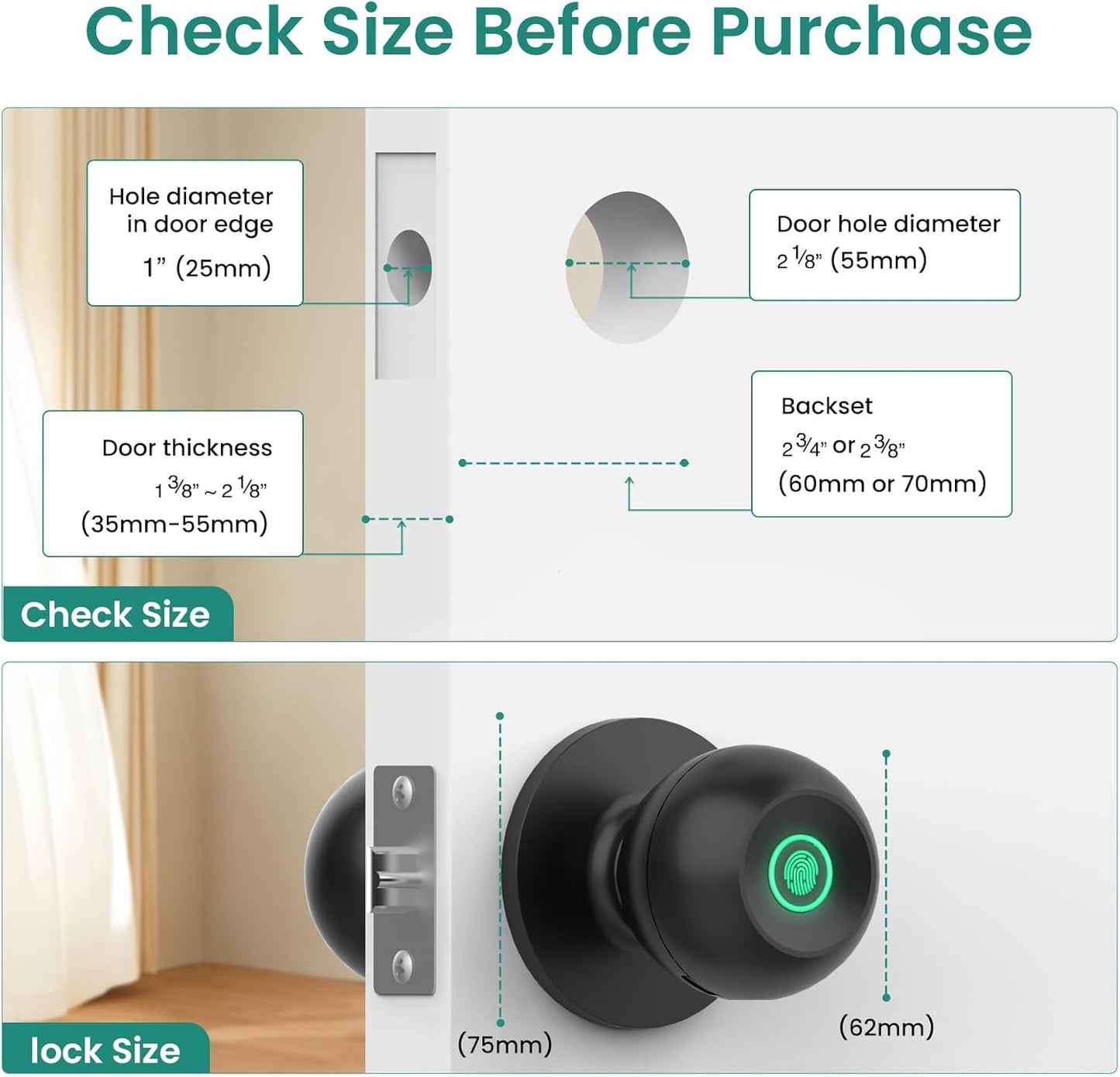 New Smart Fingerprint Door Lock, App Control, Keyless, 20 Prints, Black, GHome