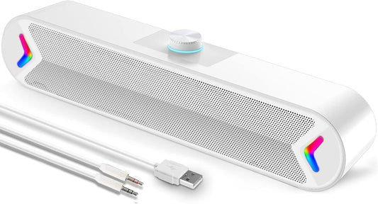 LENRUE Computer Speakers, Wired USB-Powered, 10W Clear Sound, Sound-bar for PC/Laptop