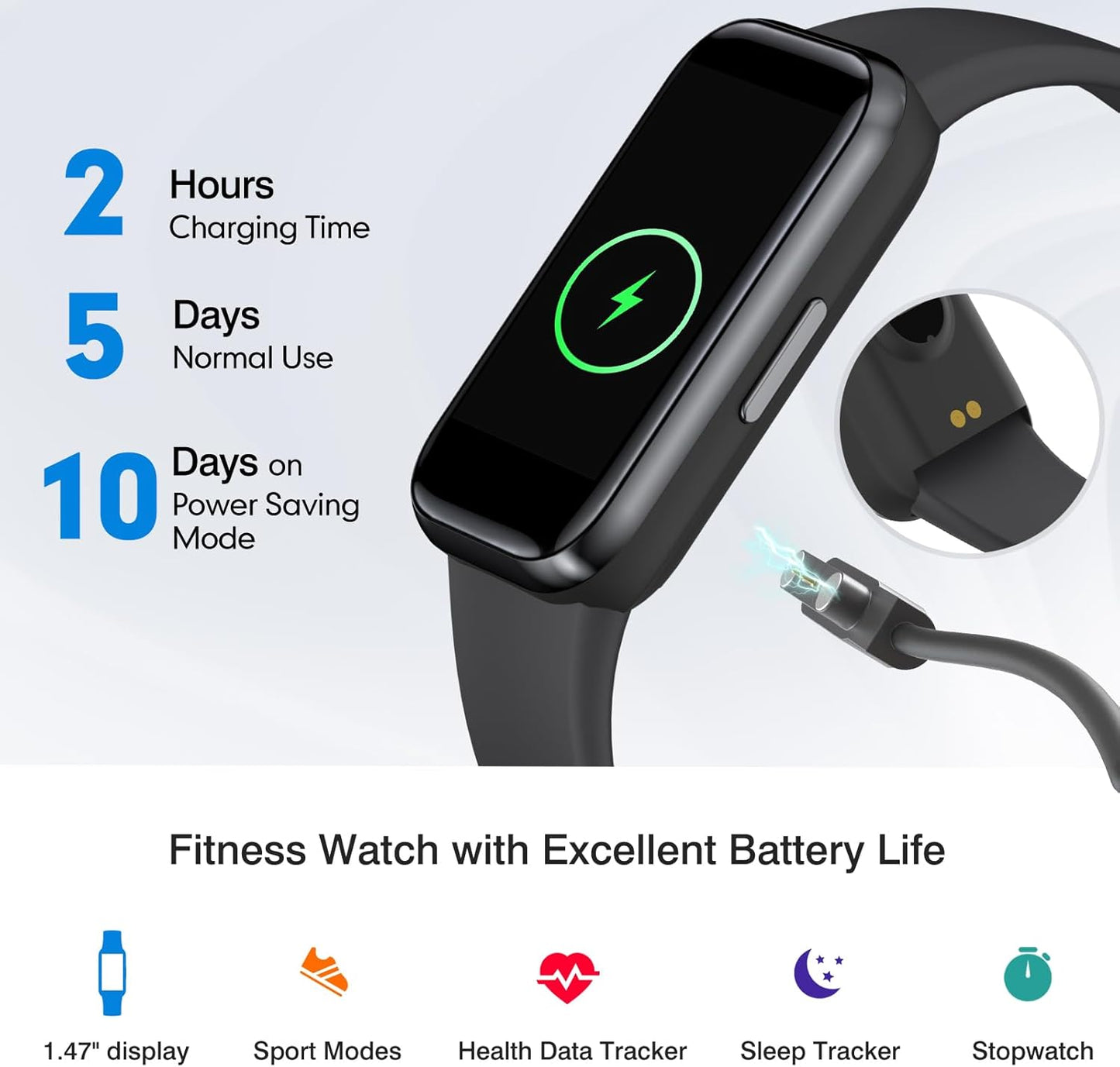 meoonley Fitness Tracker Watch, Waterproof, Heart Rate, Blood Oxygen, Sleep Monitor